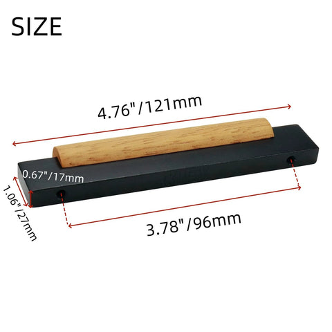 Eight Pack Black Wood T Bar Drawer Pulls for Cabinets Wardrobe Kitchen Dresser Hardware 96mm spacing with size dimensions