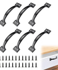 Six Pack 5.43 Inch Metal Gate Handle Replacement Kit Matte Black Barn Door Handles Exterior Drawer Cabinet Pulls Hardware