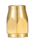 Close-up of a brass fitting from All Brass Four Piece Reusable Fittings Set For Quarter Inch ID Hose And Quarter Inch NPT Rigid Barbed To NPT Connectors.