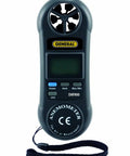 Front view of Mini Digital Airflow Meter With Five Measurement Units For Air Velocity, handheld and lightweight with strap.