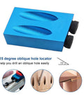 14 Piece Pocket Hole Jig Set With 15 Degree Dowel Drill Joinery Kit And 6 8 10mm Drive Adapters, blue aluminum block with angled holes.