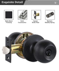 Exquisite detail of Matte Black Door Knobs With Lock And Keys For Interior Exterior Entry Doors ANSI Grade 3 Built To Last