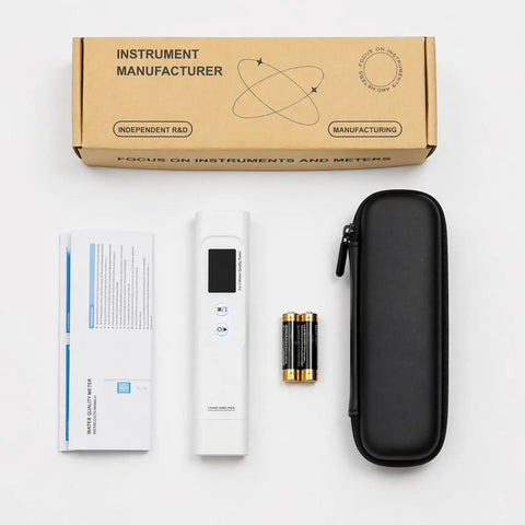 Straight Up Reliable Water Quality Tester Pen Checks Cod Toc Uv275 Ec Tds Salinity Gh Sg And Water Temp For Pool Rv Well And Aquarium With Bright LCD Screen Auto Shutoff Mode Hassle Free Setup Always Gives Spot On Results in a compact kit with manual and batteries.