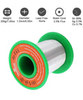 Unleaded Electronics Solder Wire 1.2mm 200g with Rosin Flux Core, Sn99 Ag0.3 Cu0.7 spool, green and red plastic reel