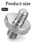 Six Pack 1/4 Inch Male To Male Threaded Adapter Screw Extender For Camera Cage And Light Stand Hella Durable Knurled Alloy Grip smooth silver adapter