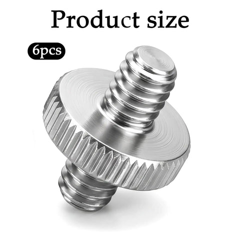 Six Pack 1/4 Inch Male To Male Threaded Adapter Screw Extender For Camera Cage And Light Stand Hella Durable Knurled Alloy Grip smooth silver adapter