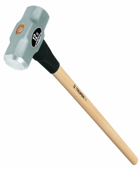 12 Lb Sledge Hammer With 36 Inch American Hickory Handle, Double Faced Forged Steel Head, Heavy Duty Demolition And Construction Tool