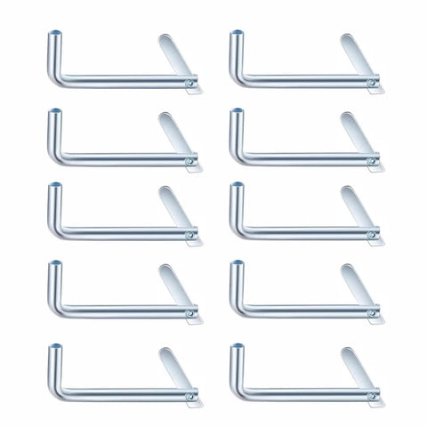10 Pack Scaffolding Toggle Pins Built Tough, Galvanized Stainless Steel Locking Pins With Gravity Flip Latch, 3.74 Inch Length For Joint Coupling Tubes, Silver, shown stacked