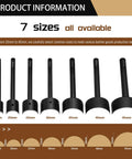 Chart showing 7 Piece Leather Punch Set 15mm To 45mm Corner And Half Round Holes Kit For Belts Wallets And Bags sizes.