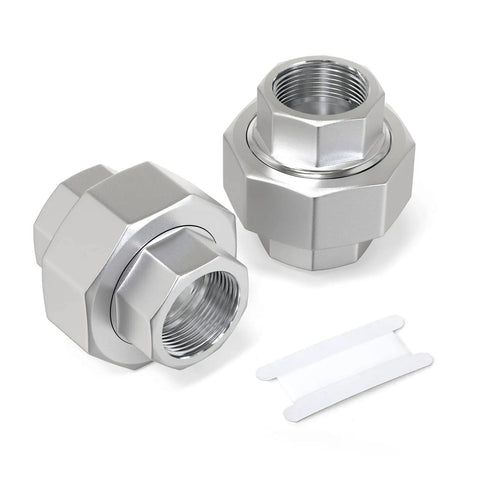 Two Pack 304 Stainless Steel Union Fittings Three Quarter Inch NPT Female Cast Pipe Connector For Industrial Plumbing