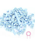 Premium PBT Keycaps With Dope Colorway And Ergonomic Arc Fit Smooth Typing Feel Hella Durable Oil Resistant Texture Perfect 108 Keys Layout For Gaming Rigs And Productivity Workstations In Light Blue Finish displayed in a pile with key puller.