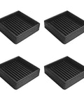 Heavy Duty Square Rubber Caster Cups 2X2 Inch Non Slip Furniture Stopper Glides, set of four black rubber pads.