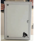 Lockable Aluminum Attic Access Door Straight Up Durable Rock Solid Soundproof Wall Panel With Easy Secure Closure for Quick Home Renovation and Top Notch Insulation Coverage, shown with key lock.