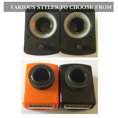 Various styles of digital bore diameter position indicator counters for lathes, reinforced nylon mechanical tally, easy read precision.