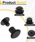 50 Piece Black Chicago Screw Kit M4 X 8mm Precision Carbon Steel Phillips Binding Hardware showing black screws with plated surfaces.