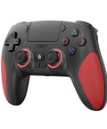 Dope Wireless PS5 Controller For PC With Hall Effect Programmable Remap And Turbo Dual Vibration, black with red grips.