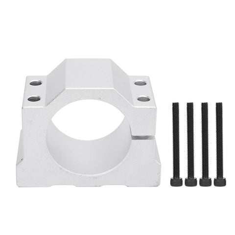 Solid As A Rock 45mm Spindle Clamp Motor Bracket For Cnc Routers with four heavy duty screws, machined aluminum, front view.