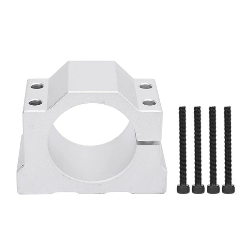 Front view of Qudinip spindle clamp motor bracket, 45mm aluminum alloy CNC router mounting holder with screws