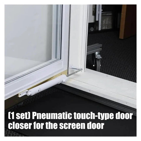 Touch Activated Pneumatic Door Closer For Screen Doors With Built In Buffer No Sweat Install Easy Button Trigger Smooth Quiet Close