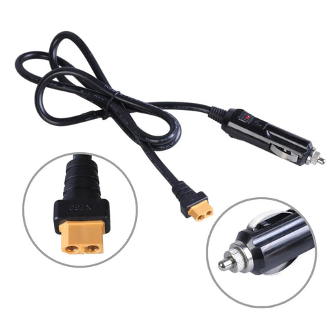 Plug And Go Power Extension Cable Car Charging Male To Female Connector Outdoor Camping Essential Energy Storage Solution For Road Trips And Weekend Warriors Ready To Roll with black wire and secure connectors.