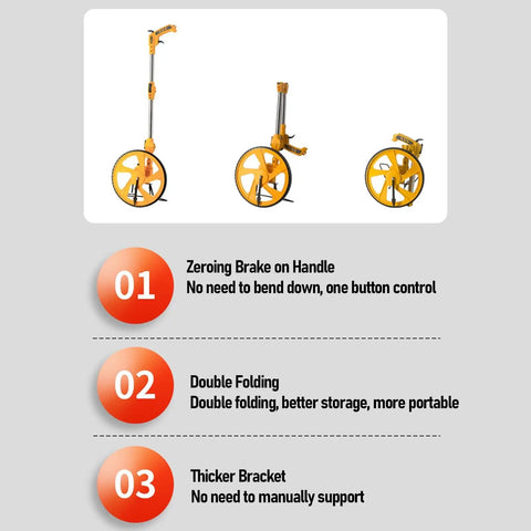 Xiuganpo Measuring Wheel with One Key Reset, Foldable Distance Measuring Tool for Work Projects, 0-9999.9m with zeroing brake and foldable design.