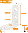 8 Pcs White L Bracket Corner Mounts 2 By 2 Inch Heavy Duty 304 Stainless Steel Shelf Supports with size dimensions