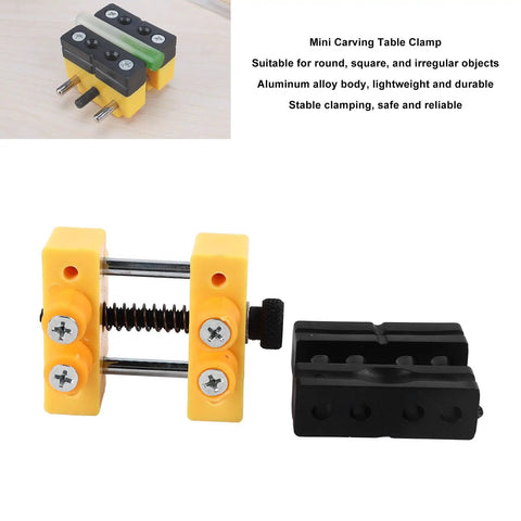 Mini Table Vise Clamp Drill Press Jig for Small Projects, lightweight aluminum with screws, for jewelry making.
