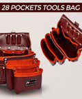 Premium Oil Tanned Leather Tool Belt And Pouch Set For Carpenters Pro Grade Heavy Duty 28 Pocket Maroon Tool Belt with pockets