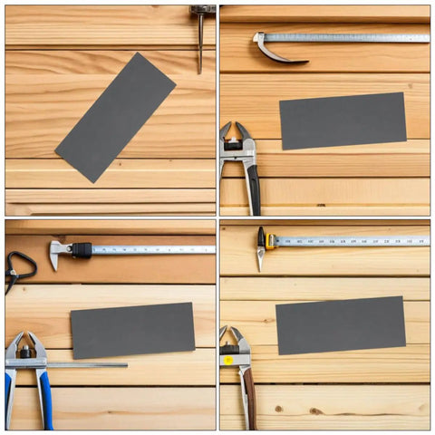 21 Pcs Premium Wet Dry Grit Sanding Sheets for Auto Detailing placed on wooden surface with tools.