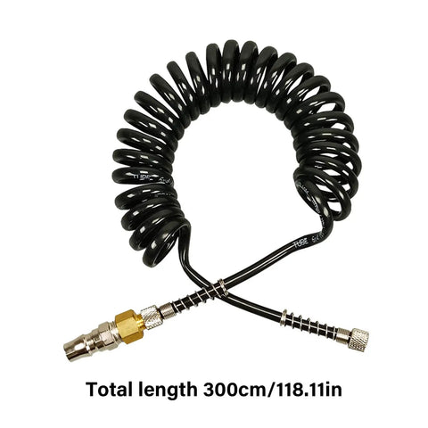 Heavy Duty Air Compressor Hose With 1 4 Inch Quick Release Couplers, 300 cm coil design for easy use and storage.