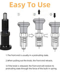 Top Tier M8 Spring Knob Plunger Featuring Slick Retraction And Ball Loaded Indexing Pin for easy use with detailed instructions.