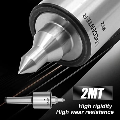 Close-up of Live Center For Lathe CNC 2MT 60 Degree Morse Taper Long Spindle Tool Built Tough With 220 Lb Load Capacity