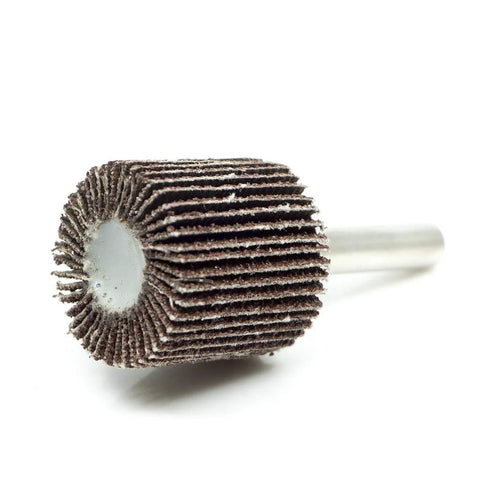 1-inch aluminum oxide flap wheel with 1/4-inch shank for drill or grinder, 60 grit.