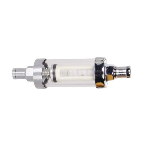 Universal Fuel Pump Filter Clear View Glass Visual Check 200 Mesh Inlet And Outlet Fits Three Eighths Inch Hoses plug and play
