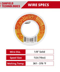 60 40 Solder For Stained Glass 4 Pound Pack That Delivers Smooth Beads And Clean Joints spool with wire specs and branding.