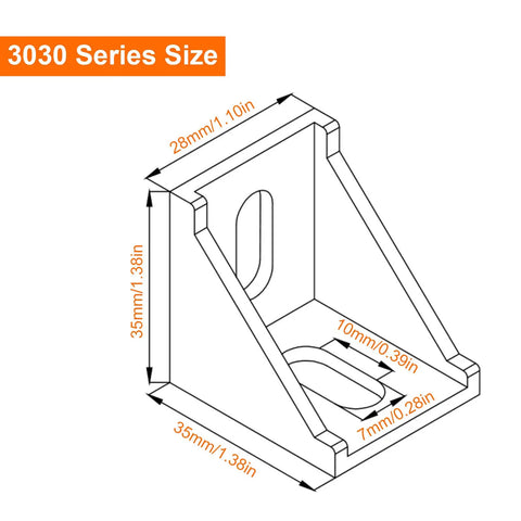 3030 Aluminum Extrusion Corner Bracket Kit With 40 M6 T Nuts And 40 Hex Screws, 20 Corner Brackets, 90 Degree Connector diagram