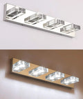 Three Light LED Vanity Light Fixture For Bathroom Dimmable 4500K White Glow 16W shown on wall, showcasing energy-efficient lighting