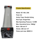 Heavy Duty Aluminum Alloy Pneumatic Air Cylinder 4 Inch Bore, 12 Inch Magnetic Stroke, Double Acting, Single Rod, SC 100X50 Model