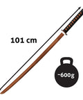 Wooden Bokken With Rope Wrapped Grip And Plain Natural Saya For Iaido And Aikido Training, Hardwood Construction, 101 cm, 600 g