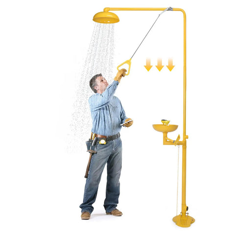 Heavy Duty Emergency Shower And Eyewash Station 304 Stainless Steel Built Tough Safety Combo OSHA Approved in use