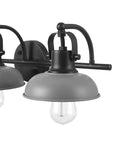 Gladstone 5 Piece All In One Bathroom Set With Matte Black Finish Includes A 3 Light Vanity Fixture With Matte Gray Shades