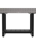 Heavy Duty Welding Fixture Table, 48X30 Inch Precision Workshop Workbench with adjustable levelers and built-in storage shelf.