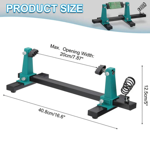 Adjustable PCB Holder With 360 Degree Rotation For Soldering And Desoldering Repairs Heavy Duty Metal Base Clamp Green