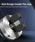3-1/4 Inch Two Jaw Pen Drilling Lathe Chuck With Reversible Self Centering Jaws 1 Inch By 8 TPI Headstock Thread showing V-slot design