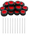 20 Pack Toy Wheels With 2mm Shaft Rubber Tires And 10 Round Rod Shafts For Do It Yourself Model Cars, Trucks, Boats, Robots, Helis