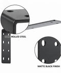L Shaped Steel Wall Mount Brackets For Floating Shelves In Black, Cold-Rolled Steel, Matte Black Finish, Hidden Hardware Design