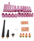 46 Piece WP 9 20 25 Welding Torch Consumables Kit with ceramic nozzles and gas lenses for torch maintenance and pro repairs
