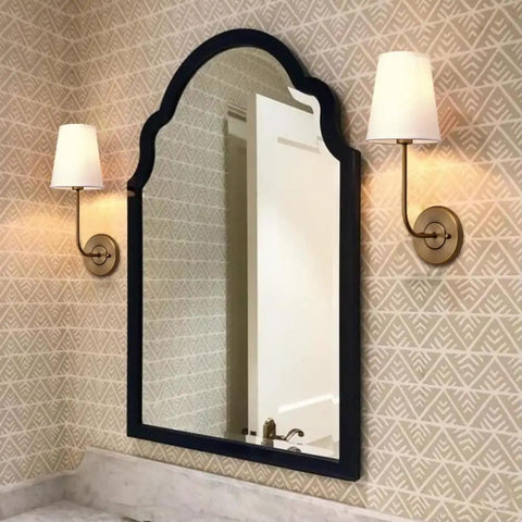 Set Of 2 Dope Hardwired Wall Sconces With White Fabric Shade Vintage Mid Century Brass Finish Antique Brass Look