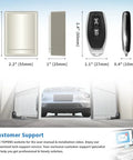 HomeLink Ready Universal Receiver With Remote Transmitter For Easy Plug And Play Swing Or Sliding Gate Openers And Garage Doors Keeps Your Ride Connected, showing receiver and transmitter sizes with open gates.