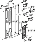 Diagram of Diecast Keyed Patio Sliding Door Handle Set For 1 In To 1-1/8 In Thick Sliding Glass Doors Black Replacement Hardware with dimensions